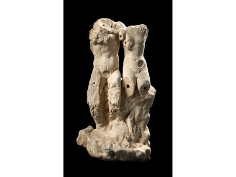 Antike Figurengruppe: Faun und Jüngling